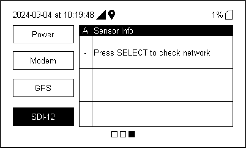 SDI-12 sensor status and test