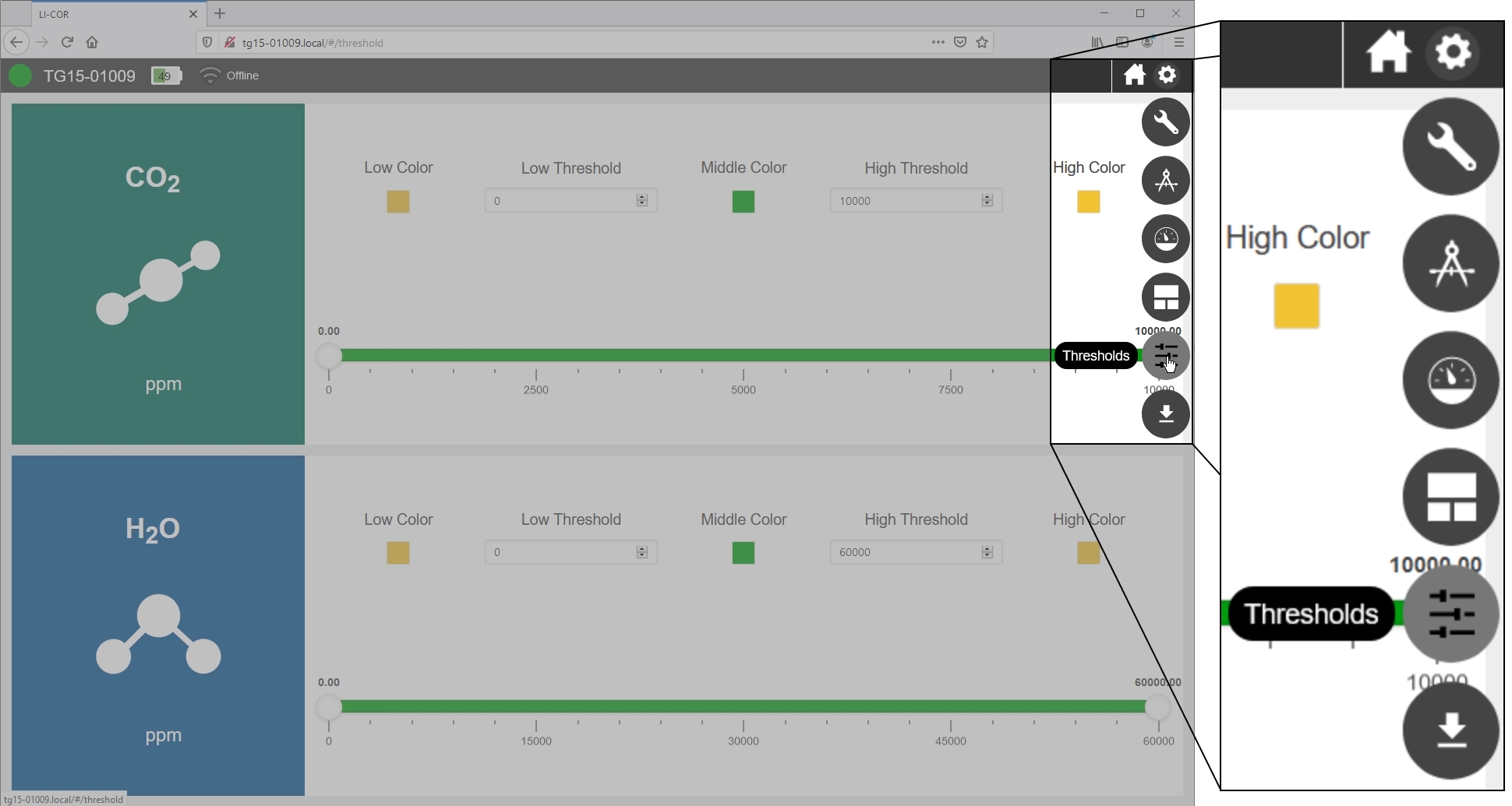 Configure thresholds for alarms.