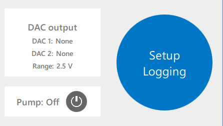 Pump on or off control is next to the logging options.