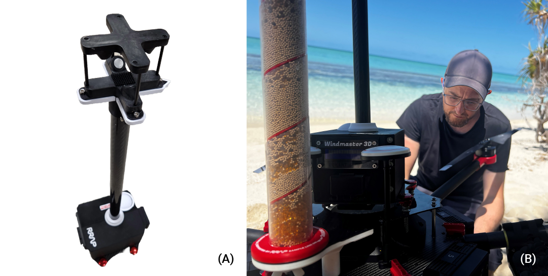 WindMaster 3D mounted on a drone with LI-550 TriSonica® Mini Wind and Weather Sensor.