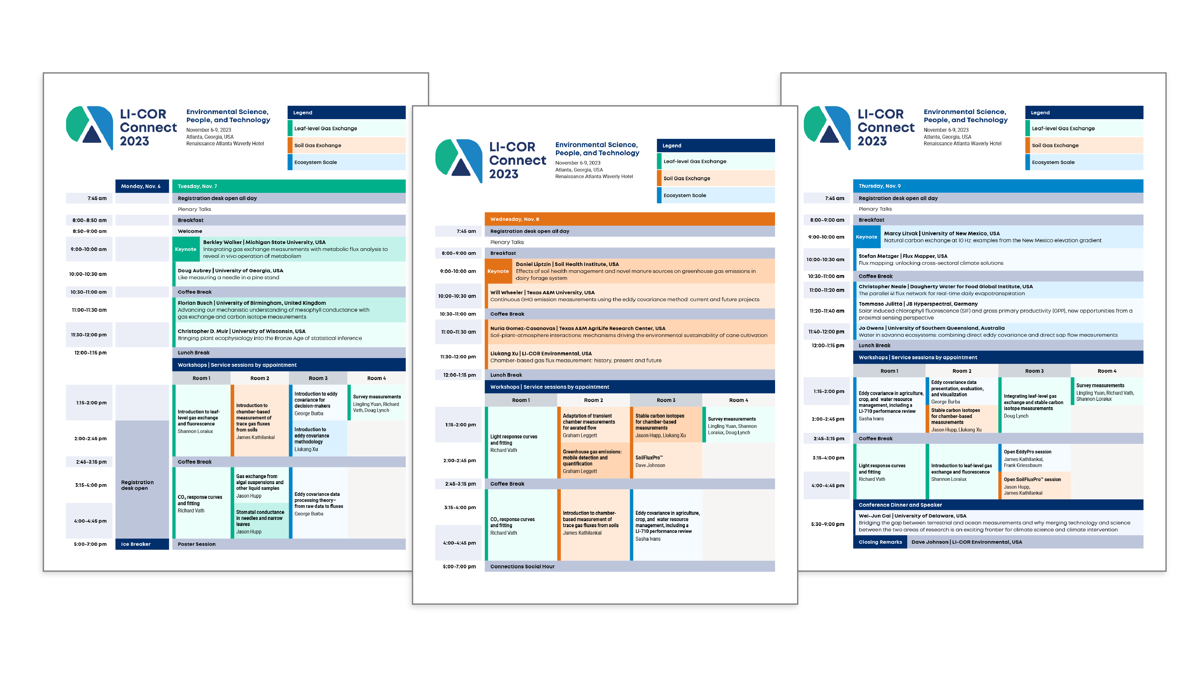 LI-COR Connect 23 agenda, showing speakers and scheduled talks